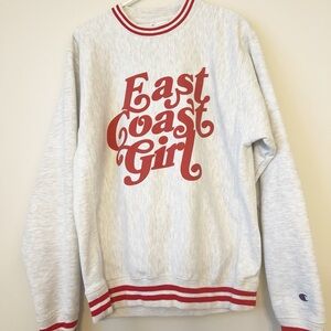 Barstool Sports Champion "East Coast Girl" Crewneck Gray/Red Size M